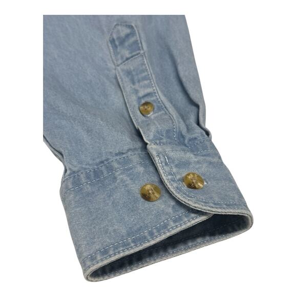 Vintage Lee Denim Collection Blue Chambray XL Gaucho Embroidered Patch LS Shirt - Picture 6 of 8